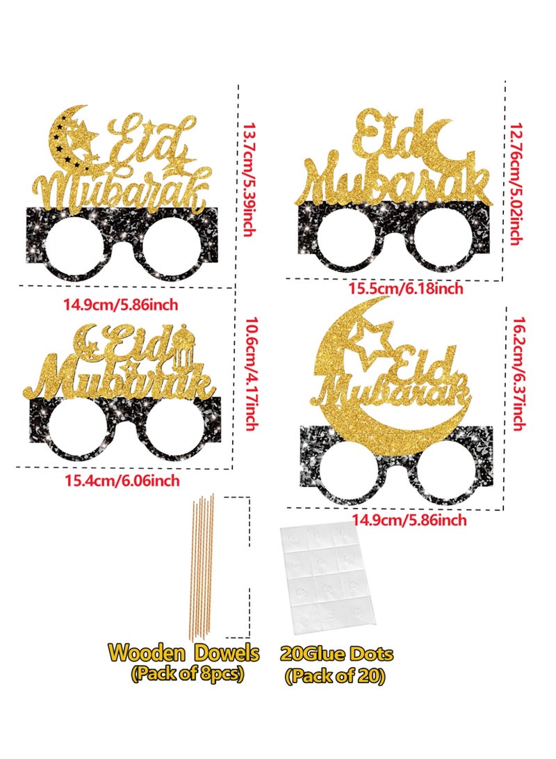 8 PCS Ramadan Kareem Eyeglasses Eid Mubarak Calstel Moon Paper Glasses Ramadan Mubarak Party Paper Glasses,Eid Al Adha Party Decorations for Islamic Muslim Party Decor - Image 2